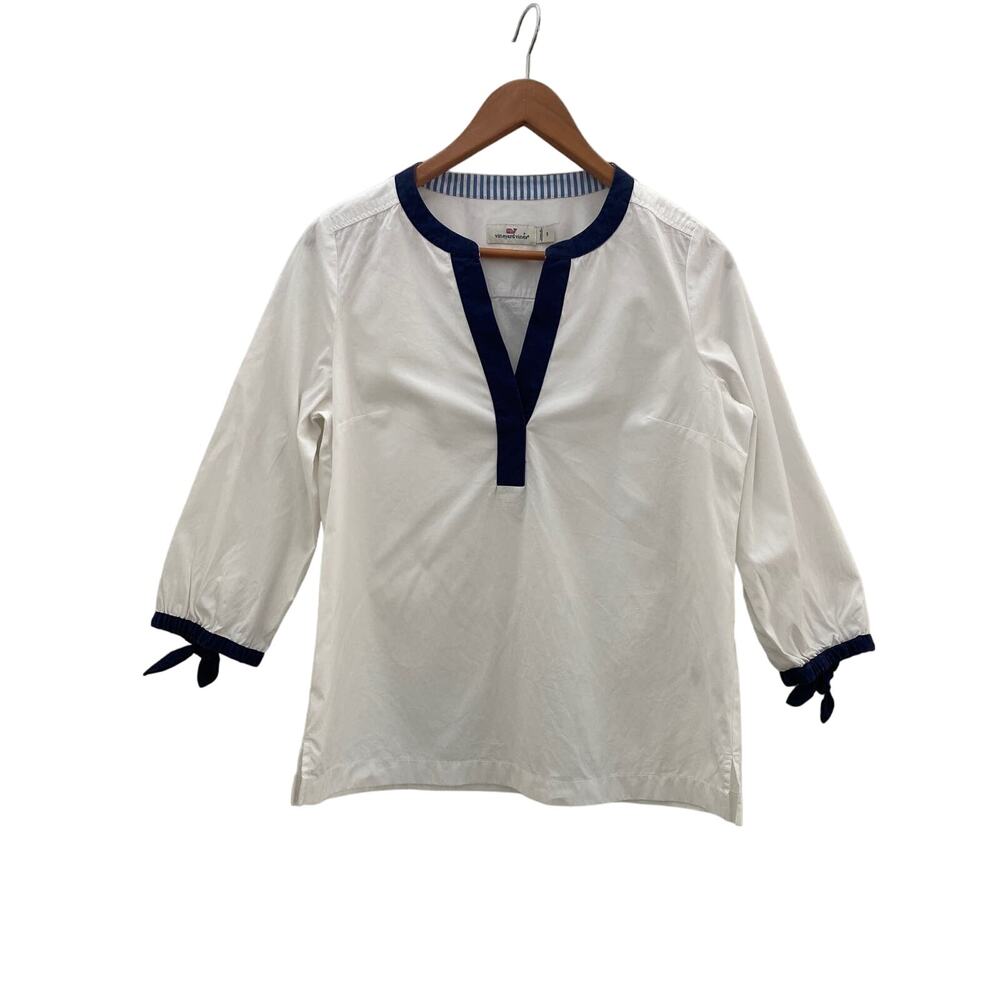 Vineyard Vines White & Navy Savannah Popover Tunic Small